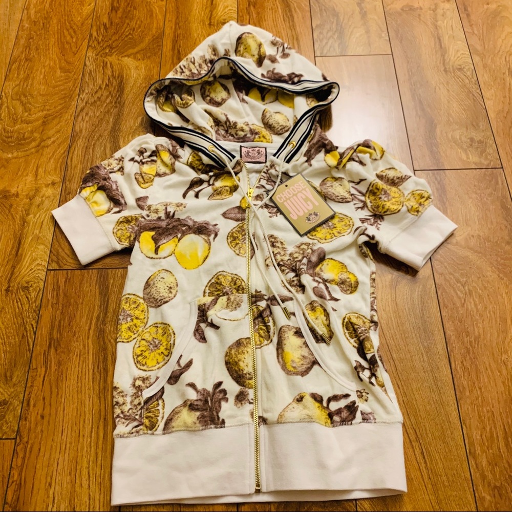 NWT JUICY COUTURE LEMON SHORT SLEEVED HOODIE SZ S